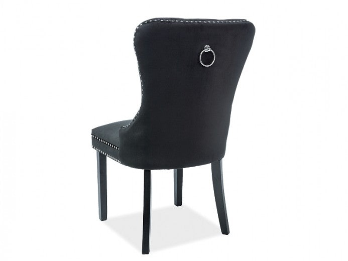 Chaise rembourrée avec tissu et pieds en bois Gusto Velours Noir, l56xA46xH98 cm