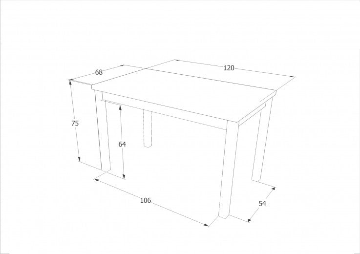 Table en aggloméré et MDF, Chêne Adam / Blanc, L120xl68xH75 cm