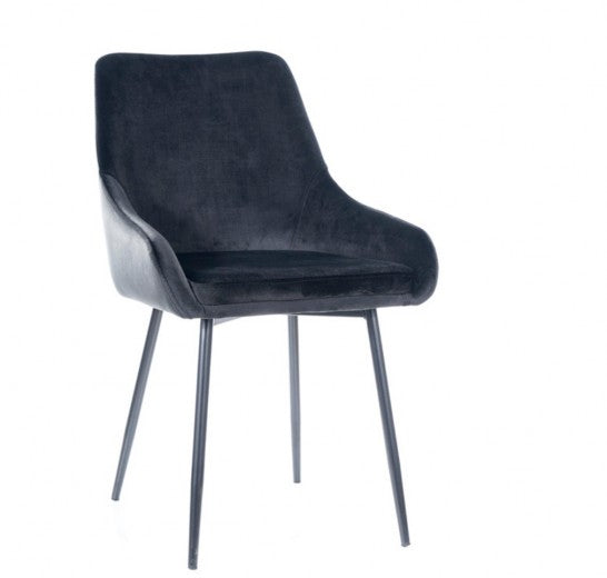 Chaise rembourrée en tissu, avec pieds en métal Albi Velvet, Noir, l50xA45xH82 cm