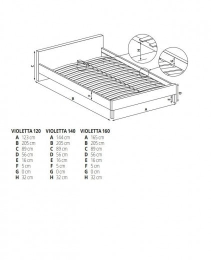 Lit en bois et métal Violetta Blanc / Noir