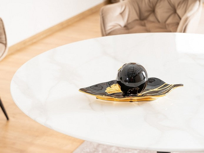 Table en verre et métal, Ontario Noir / Blanc, Ø100xH76 cm