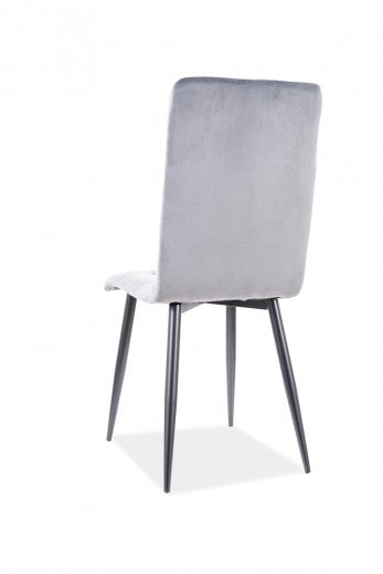 Chaise rembourrée avec tissu et pieds en métal Otto Velvet Gris / Noir, l43xA53xH93 cm