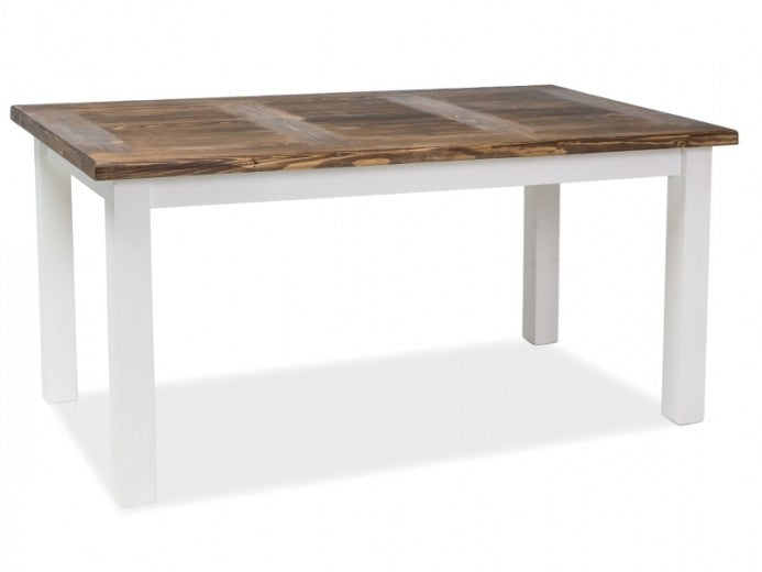 Table en pin Poprad Blanc / Marron foncé, L160xl90xH76 cm