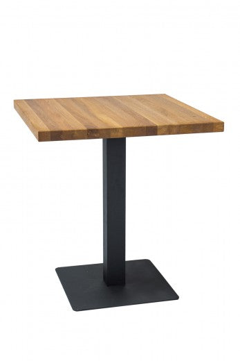 Table en métal et placage, Puro, Noir / Chêne, L70xl70xh76 cm