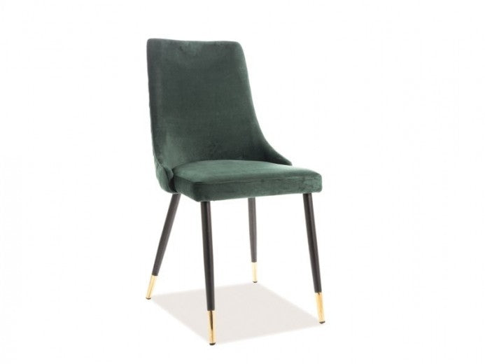Chaise rembourrée en tissu, avec pieds en métal Velours Piano Vert / Noir / Or, l45xA44xH92 cm