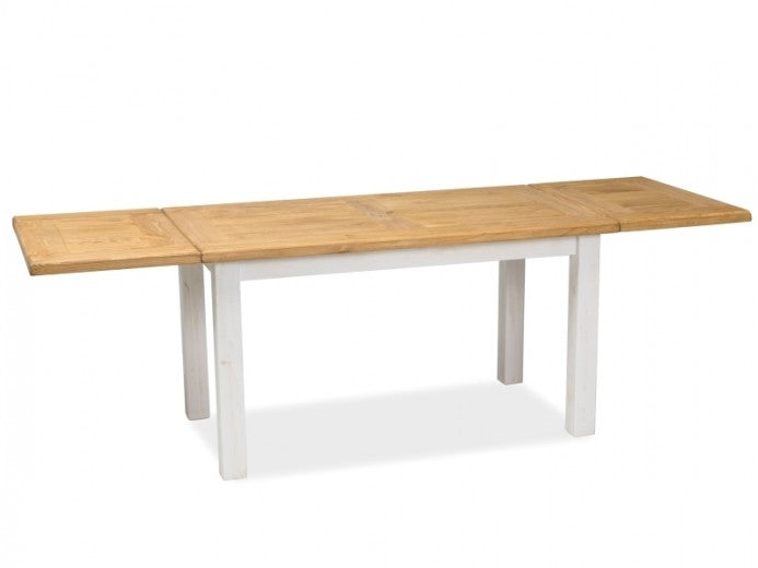 Table extensible en bois de pin Poprad II Blanc / Naturel, L140-240xl80xH76 cm