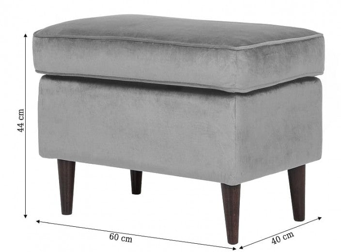 Tabouret rembourré avec tissu et pieds en bois Ron Velvet Beige / Wengé, l60xA40xH44 cm