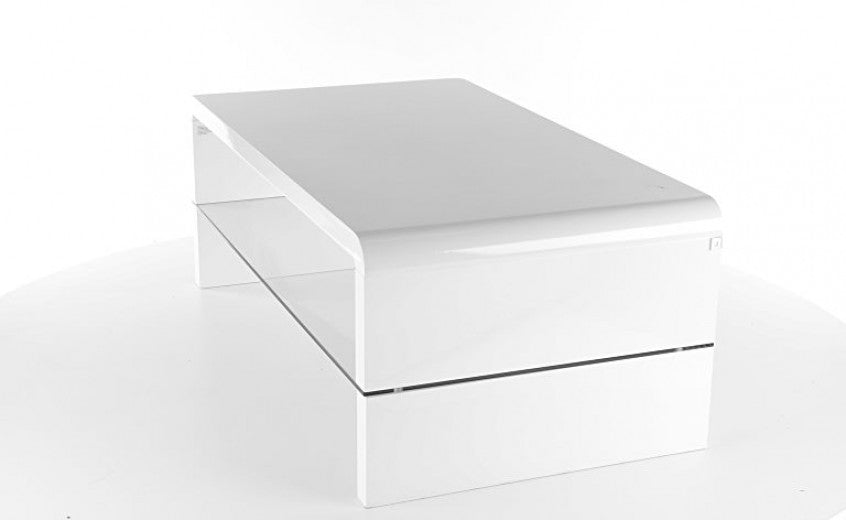 Table basse, en MDF et verre Rica Blanc, L110xl60xH45 cm