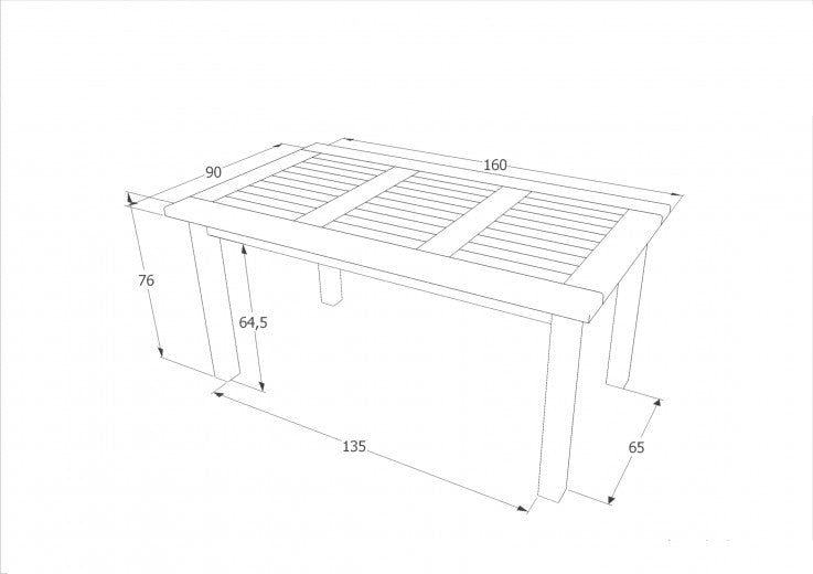 Table en pin Poprad Blanc / Marron foncé, L160xl90xH76 cm