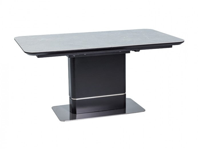 Table à rallonges en céramique, MDF et métal Pallas Gris / Noir, L160-210xl90xH76 cm