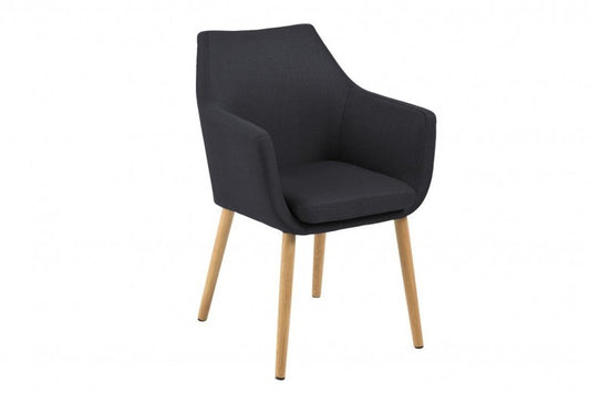 Chaise rembourrée avec tissu et pieds en bois Nora Anthracite / Chêne, l58xA58xH84 cm