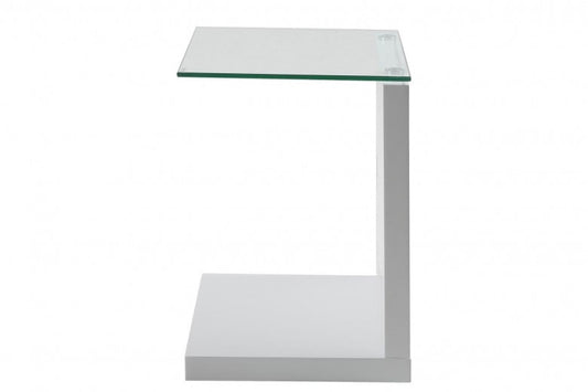 Table support téléphonique en MDF et verre Tupit Blanc, L40xl35xH50 cm