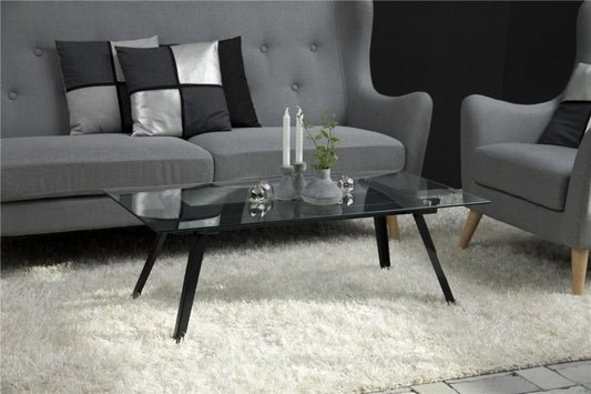 Table basse en verre et métal Monti Negru, L120xl60xH40 cm