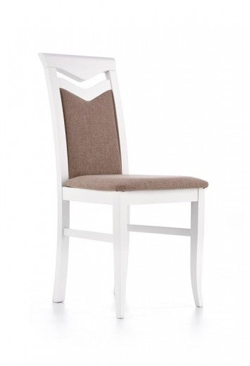 Chaise en bois de hêtre tapissée de tissu Citrone Blanc / Gris, l44xA43xH96 cm