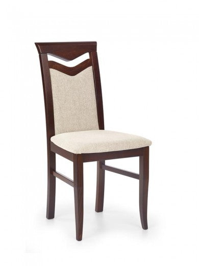 Chaise en bois de hêtre, tapissée de tissu Citrone Noyer Foncé, l44xA53xH96 cm