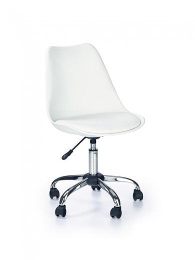 Chaise de bureau pour enfants, recouverte de cuir écologique Coco Blanc, l49xA52xH82-92 cm