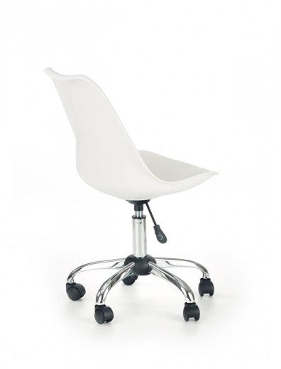 Chaise de bureau pour enfants, recouverte de cuir écologique Coco Blanc, l49xA52xH82-92 cm