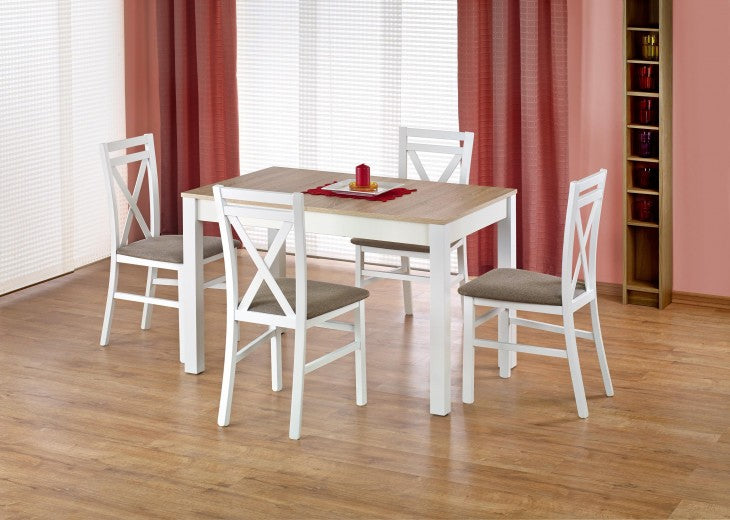 Table extensible en aggloméré et MDF Chêne Maurycy Sonoma / Blanc, L118-158xl75xH76 cm