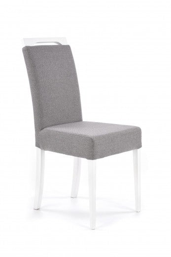 Chaise rembourrée en tissu, avec pieds en bois Clarion Gris / Blanc, l42xA58xH97 cm