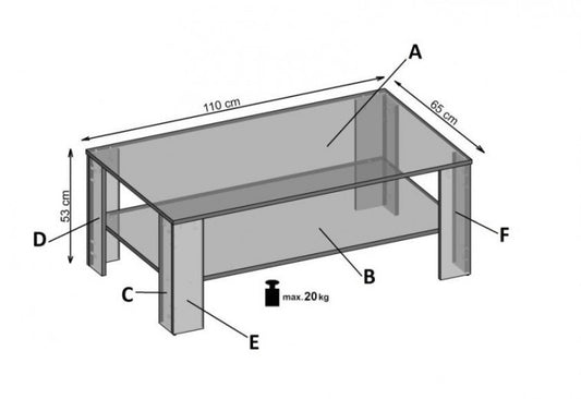 Table basse Kwadro Chêne Votan pâle, L110xl65xH53 cm