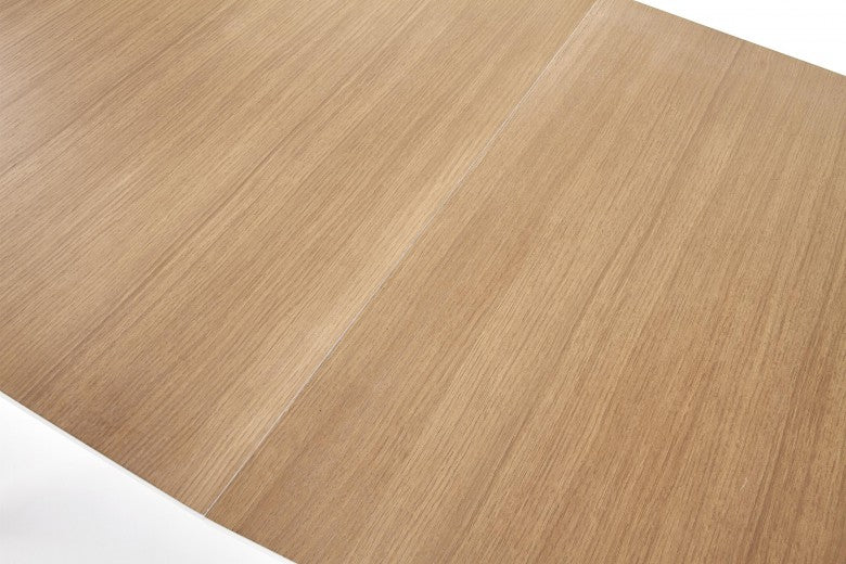 Table extensible en MDF et bois de hêtre Kajetan 2 Chêne Miel / Blanc, L135-185xl82xH76 cm