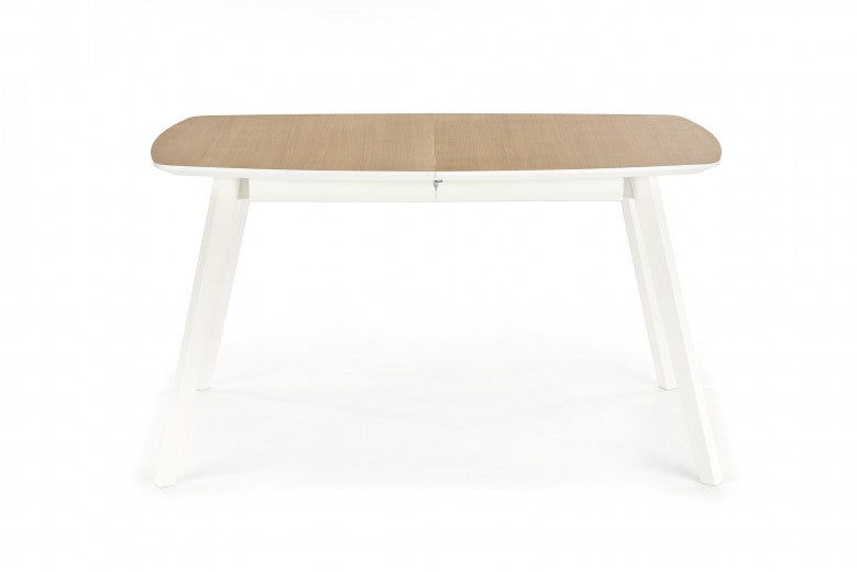 Table extensible en MDF et bois de hêtre Kajetan 2 Chêne Miel / Blanc, L135-185xl82xH76 cm