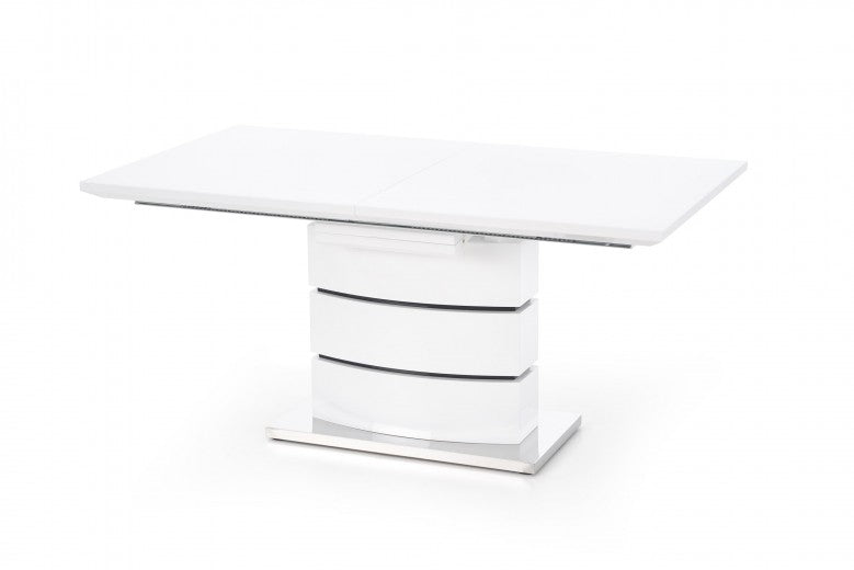 Table extensible en MDF et métal Nobel Blanc, L160-200xl90xH75 cm
