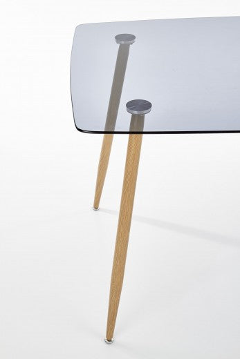 Table verre et métal Chêne fumé / Honey, L130xl80xH75 cm