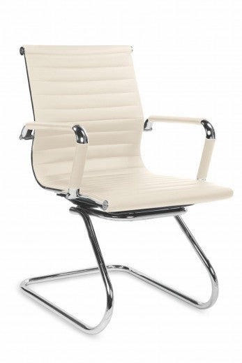 Chaise de bureau, tapissée de cuir écologique Pamina Crem, l58xA60xH88 cm