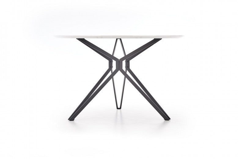 Table en MDF et métal Pixel Blanc / Noir, Ø120xH76 cm