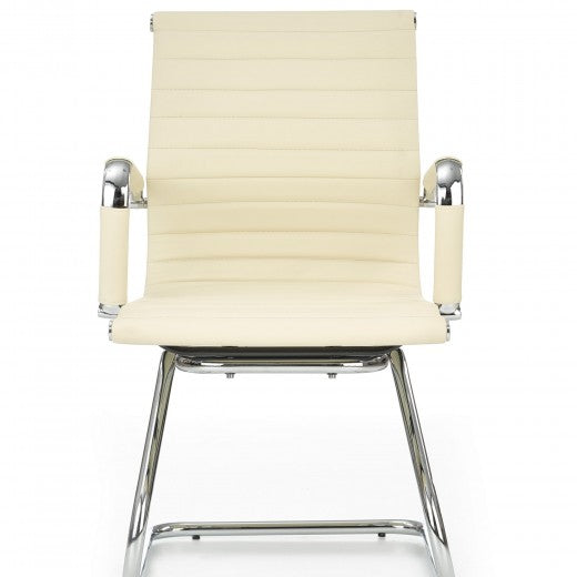Chaise de bureau, tapissée de cuir écologique Pamina Crem, l58xA60xH88 cm
