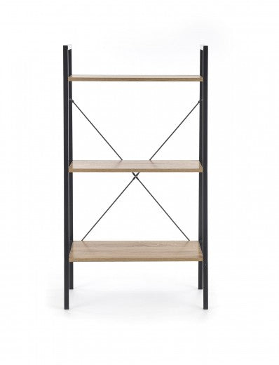 Palette et étagère métal Narvik Reg-3 Chêne Sonoma / Noir, l60xA32xH110 cm