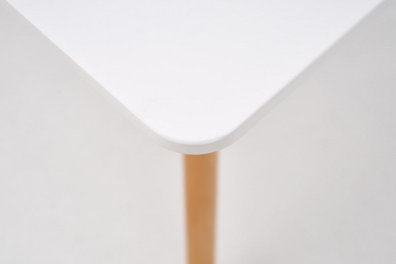 Table en MDF et hêtre Prometheus Square Blanc / Hêtre, L80xl80xH75 cm