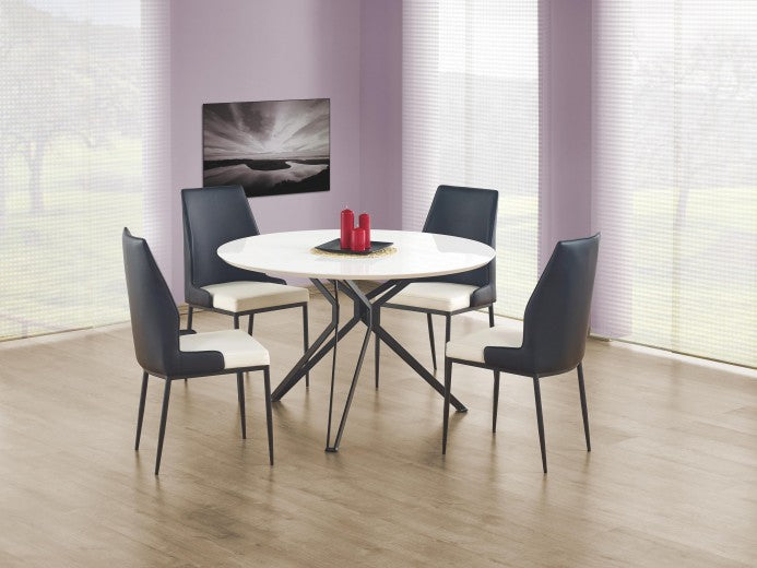 Table en MDF et métal Pixel Blanc / Noir, Ø120xH76 cm