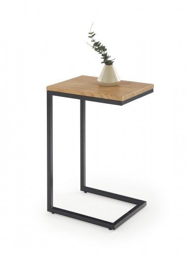 Table basse en MDF et métal Nice Chêne Doré / Noir, L40xl30xH60 cm