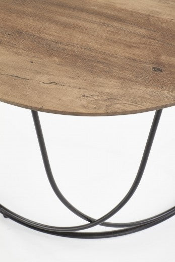 Table basse en MDF et métal Noyer Nubira / Noir, Ø60xH41 cm