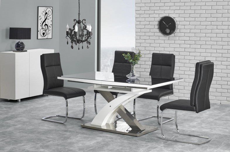Table extensible en MDF et métal Sandor 2 Noir, L160-220xl90xH77 cm