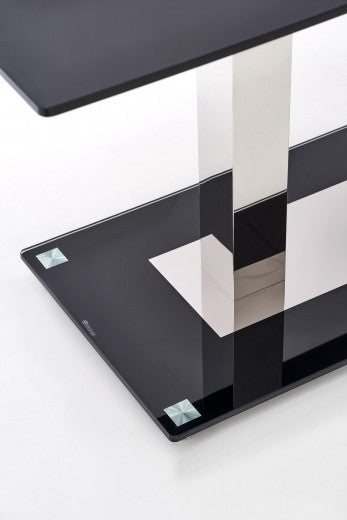 Walter 2 Noir / Table en verre et métal chromé, L130xl80xH74 cm