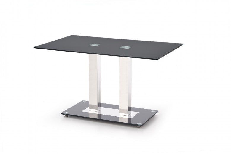 Walter 2 Noir / Table en verre et métal chromé, L130xl80xH74 cm
