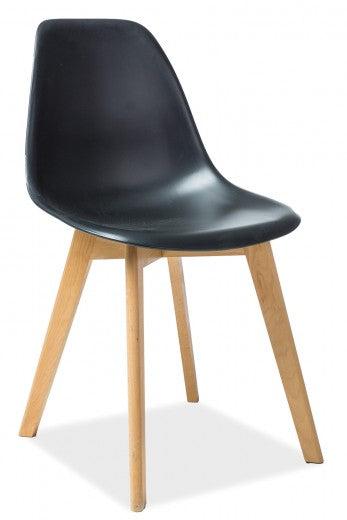 Chaise en plastique, avec pieds en bois Moris Noir / Hêtre, l46xA38xH85 cm