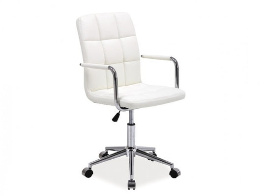Chaise de bureau pour enfants, rembourrée en éco-cuir Q-022 Blanc, l45xA40xH87-97 cm