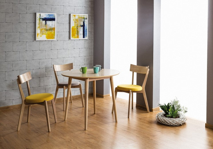 Table MDF et placage Nelson Chêne, Ø90xH75 cm