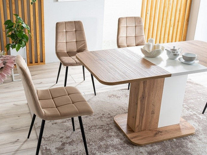 Table extensible en aggloméré, Next Chêne / Blanc, L110-145xl68xH75 cm