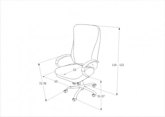 Chaise de bureau de direction, revêtue de cuir naturel et écologique Damien L Noir, l65xA53xH116-122 cm
