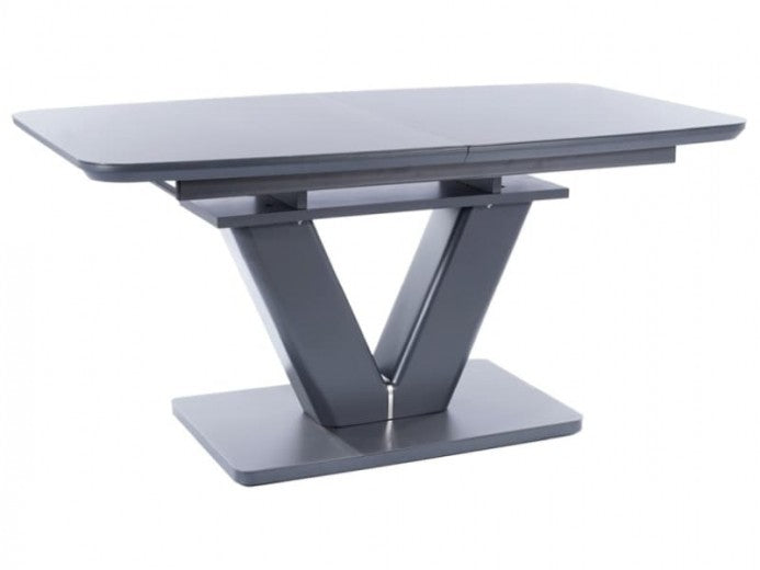 Table extensible en MDF et verre Montblanc Gris Mat, L160-200xl90xH75 cm