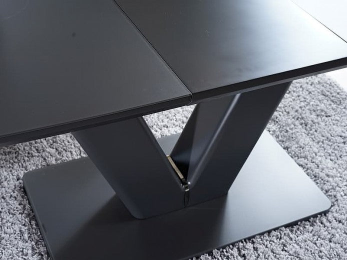 Table extensible en MDF et verre Montblanc Gris Mat, L160-200xl90xH75 cm