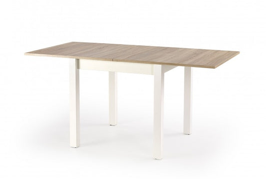 Table extensible en aggloméré et MDF Gracjan Sonoma Chêne / Blanc, L80-160xl80xH76 cm