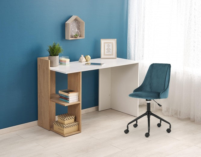 Table de bureau Chêne Fino / Blanc pâle, L122xl57xH85 cm