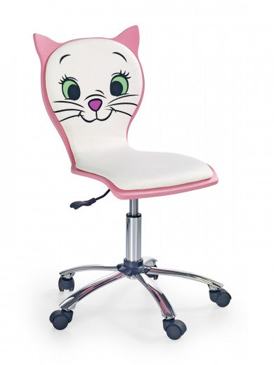Chaise de bureau pour enfants, rembourrée en éco-cuir Kara 2 Blanc / Rose, l44xA45xH83-95 cm