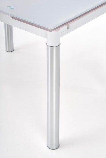 Table extensible en verre et métal Logan 2 Blanc / Chrome, L96-142xl70xH75 cm